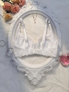 Crystal Vow 花卉蕾丝聚拢性感内衣文胸 - 白色 - 查看 2
