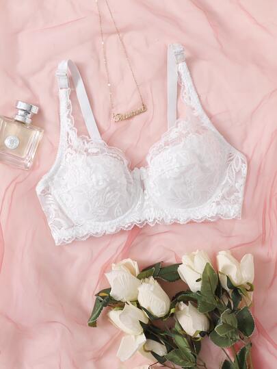 Crystal Vow Floral Lace Push Up Sexy Lingerie Bra