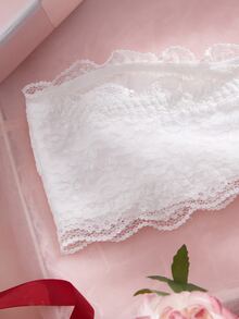 Crystal Vow 1pc Lace Patchwork Bandeau Bra With Non-Slip Silicone Grip For Women - White - View 11