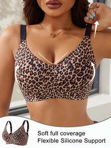 1pc Women's Minimalist Comfortable Seamless Jelly Gel Wirefree Bra With Non-Removable Pads - Multicolor - View 8