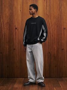 Manfinity Joysei Men's Color Block Print Pullover Sweatshirt, Suitable For Autumn/Winter - Black - View 4