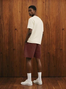 Manfinity Joysei Men's Fitted Apricot Knit Top And Brown Woven Shorts Set - Brown - View 2