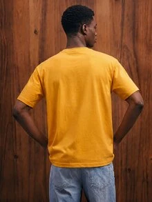 OldRiff Standard Size Yellow 3D Letter Men's Crew Neck T-Shirt ( Fabric) - Yellow - View 2