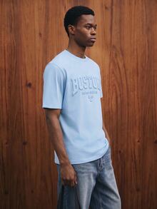 Manfinity Joysei Light Blue Label Men's White Raglan T-Shirt ( Fabric) - Baby Blue - View 7