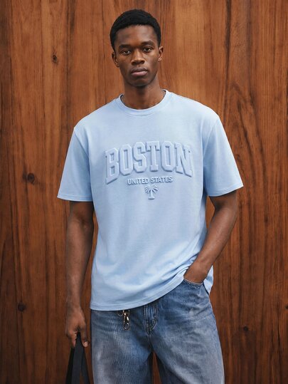 Manfinity Joysei Light Blue Label Men's White Raglan T-Shirt ( Fabric)