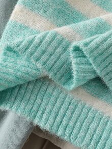 Tween Girl Striped Color Block Casual Daily Vest - Green - View 8