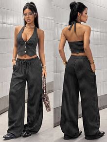 StreetHx Streetwear Women's Summer Solid Color Vest Top And Long Pants 2 Pieces Set - Multicolor - View 8