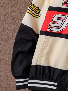 Boys 2pcs/Set Racing Car SPEED Slogan Colorblock Varsity Jacket & Pants Set, Tween Boys Sporty Bomber Tracksuit With Pocket,Fall Outfits,Fall Clothes - Multicolor - View 5