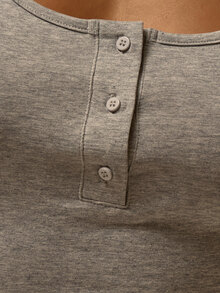 MUSERA Scoop Neck Fitted Button Detail Cotton Cami Top Coord Top Only Winter Cosy Lounge Cute Casual Everyday Essential Spring Summer Vacation Holiday Gray - Grey - View 6