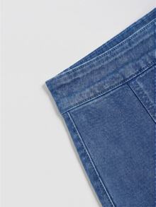 SHEIN Essnce Women's High Waist Pocket Casual Bodycon Denim Skirt - Medium Wash - View 4