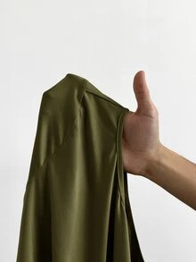 Shapeblank Setelan Kasual Wanita Ukuran Besar untuk Musim Panas, Setelan Celana Lebar, Set Liburan Musim Panas Warna Hijau Zaitun Formal Santai - Hijau Tentara - View 7