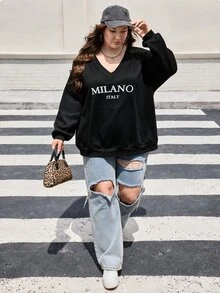SHEIN CURVE+ 2PCS Plus Size Sweatshirts & Hoodies - Multicolor - View 6