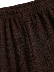 Sweetra Women's Brown Casual Minimalist Textured Fabric Bell Sleeve Asymmetrical Hem Metal Button Top Long Sleeve & Comfortable Versatile Straight Leg Draped Wide Leg Pants 2 Pieces Set - Coffee Brown - View 10