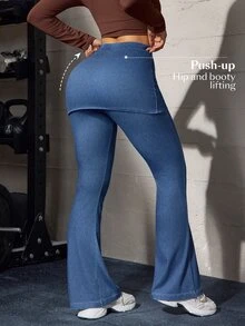 Flexra Fall Casual Flare Denim Daily Wear Washed Comfortable Flattering Versatile Jeans For Women - Blue - View 2