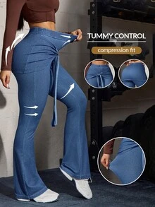 Flexra Fall Casual Flare Denim Daily Wear Washed Comfortable Flattering Versatile Jeans For Women - Blue - View 3