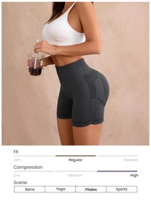 Slayform Slayform Women's Seamless High Waist Tummy Control Butt Lifting Sports Shorts, Suitable For Workout, Running, Yoga - Dark Grey - View 7