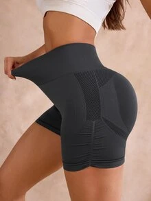 Slayform Slayform Women's Seamless High Waist Tummy Control Butt Lifting Sports Shorts, Suitable For Workout, Running, Yoga - Dark Grey - View 6
