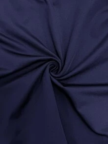 Glamine 美式辣妹風優雅性感海軍藍針織拼接蕾絲飾領中彈性小圓領帽袖合身女款T恤 - 藏蓝色 - 查看 7