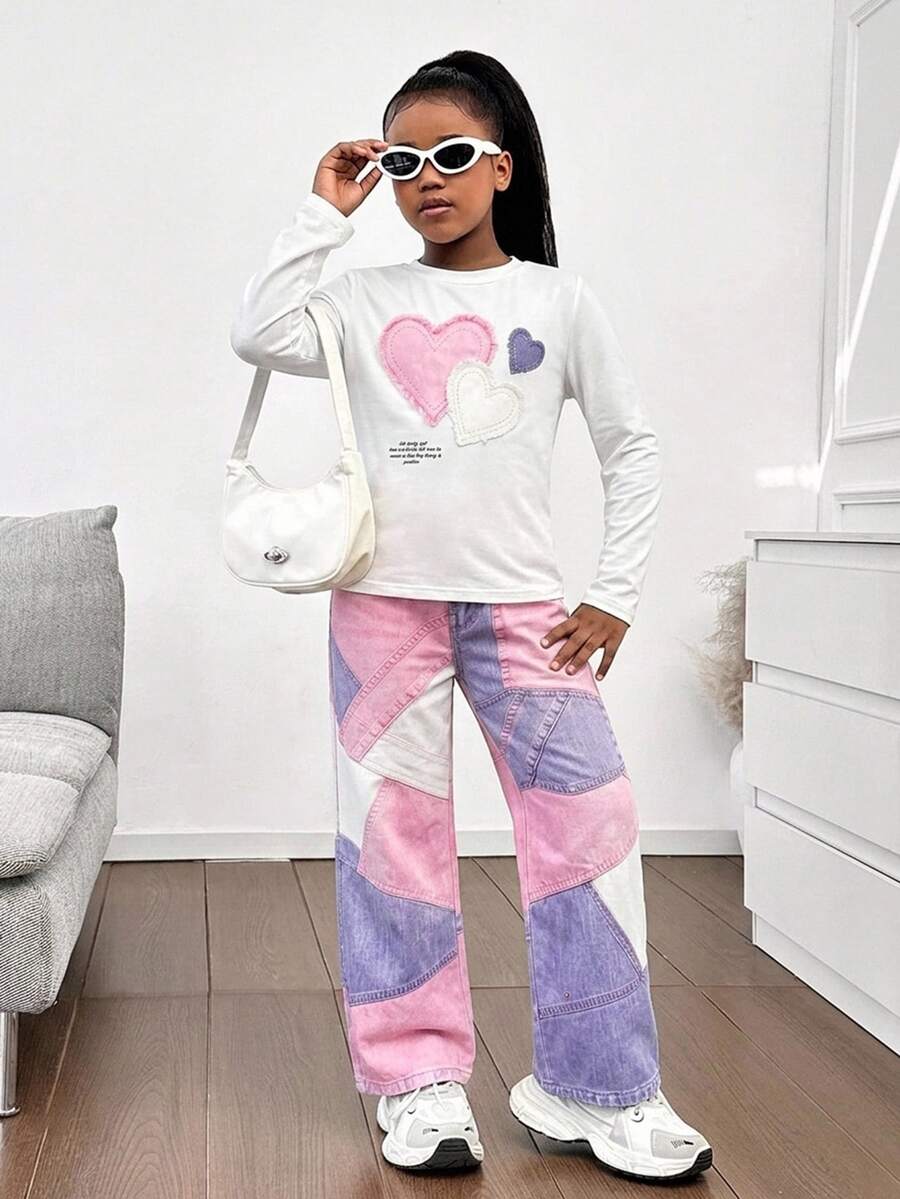 Girlism Girls Tween Girl 2 Pieces Long Sleeve Graphic Tee Set Matching Casual Cute Fall Winter Outfit Back To School - Multicolor - View 1