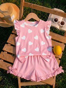 Baby Girl Casual Fashion Cute Flutter Sleeve Round Neck Top Suitable For Spring And Summer - Multicolor - View 1