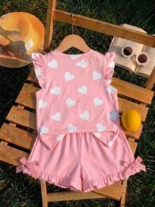 Baby Girl Casual Fashion Cute Flutter Sleeve Round Neck Top Suitable For Spring And Summer - Multicolor - View 2