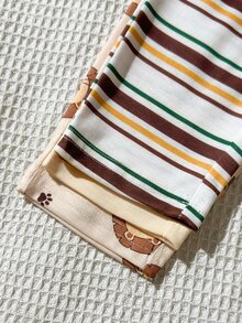 SHEIN Vintaside Kids 3件組男孩獅子卡通印花長袖套裝，活力風格，適合四季，休閒日常穿著 - 彩色 - 查看 4