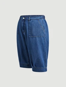 EMERY ROSE Cowgirl Outfit Plus Size Women's Blue Non-Stretch Slim Fit Cropped Jeans - Dark Wash - View 4