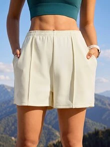 Exploreva Exploreva Seam Detail Sports Shorts - Apricot - View 1