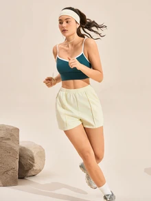 Exploreva Exploreva Seam Detail Sports Shorts - Apricot - View 4