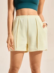 Exploreva Exploreva Seam Detail Sports Shorts - Apricot - View 5