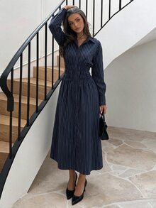 Siren Gaze Women's Striped Casual Party Dress - Navy Blue - View 5