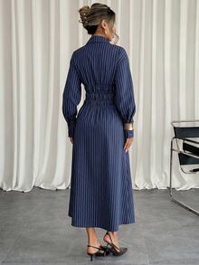 Siren Gaze Women's Striped Casual Party Dress - Navy Blue - View 6