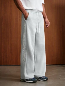 TOKVUE Men's Casual Letter Print Sweatpants - Grey - View 3
