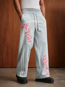 TOKVUE Men's Double Waistband Drawstring Waist Pocket Loose Sweatpants - Grey - View 1