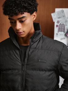 Jaket Lengan Panjang Bertekstur dengan Resleting TOKVUE, Musim Gugur/Dingin - Hitam - View 3