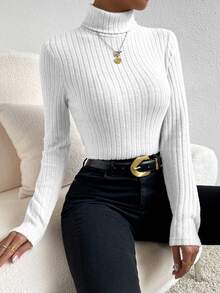 SHEIN Frenchy 長袖翻領紋理布料白色t卹 - 白色 - 查看 5