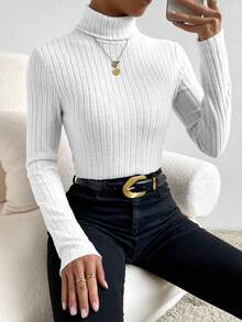 SHEIN Frenchy 長袖翻領紋理布料白色t卹 - 白色 - 查看 7