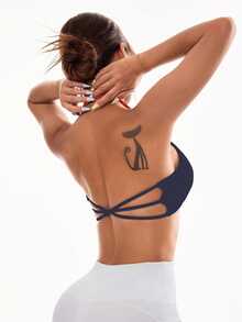 Slayform Slayform Sujetador deportivo de mujer de unicolor con escote halter y espalda descubierta - Azul Marino - Ver 6