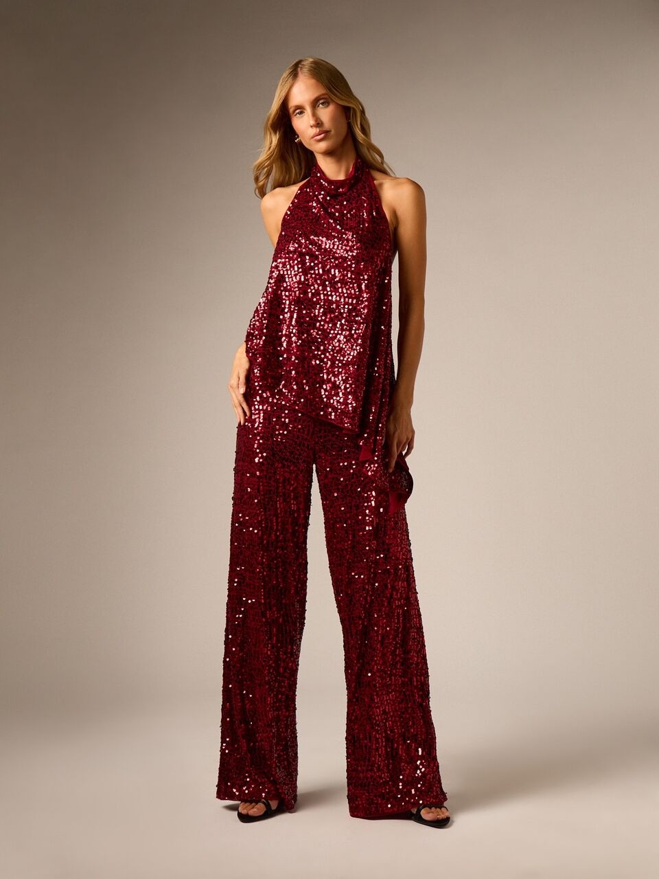AiiRZ Wide Leg High Rise Sequin Pants