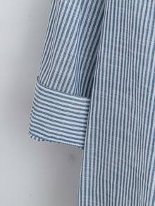 Rusticease Plus Size Long Sleeve Casual Striped Shirt,Fall Women Clothes - Blue and White - View 7