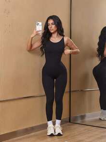 Slayform Slayform Women's Black Seamless Sports Jumpsuit Gym Summer Athleisure Sexy - Black - View 9