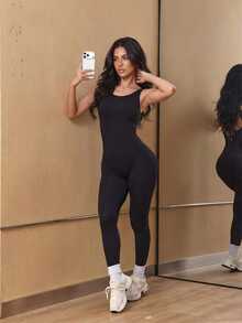 Slayform Slayform Women's Black Seamless Sports Jumpsuit Gym Summer Athleisure Sexy - Black - View 5