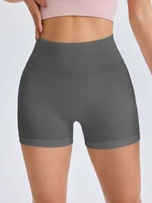 Slayform Slayform Seamless Yoga Shorts/High Waist Tummy Control Lifting/Dynamic Textured Fabric/Sports Cycling Daily Versatile - Dark Grey - View 7