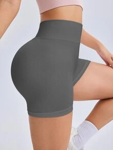 Slayform Slayform Seamless Yoga Shorts/High Waist Tummy Control Lifting/Dynamic Textured Fabric/Sports Cycling Daily Versatile - Dark Grey - View 9
