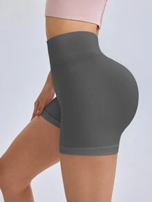 Slayform Slayform Seamless Yoga Shorts/High Waist Tummy Control Lifting/Dynamic Textured Fabric/Sports Cycling Daily Versatile - Dark Grey - View 5