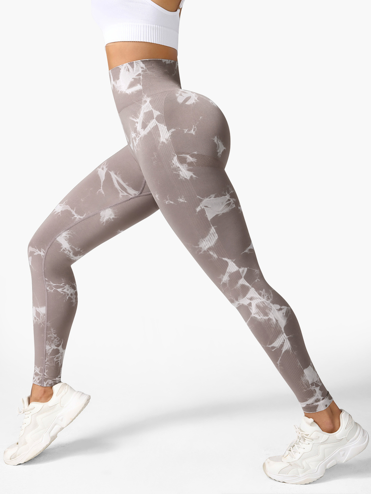 Slayform Slayform Tie-Dye Print Seamless Sports Leggings - Multicolor - View 7