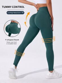 Slayform Slayform Women - Soft Opaque Slim Tummy Control  Butt Lifting Legging Running CyclingYoga - Fresh Green - View 3