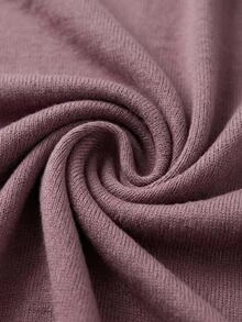 SHEIN Plus Size Women Dusty Pink Solid Color Round Neck Long Sleeve Rib - Dusty Pink - View 6