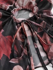 SHEIN ICON 女士简约日常印花网眼管 Y2K 图形不对称外出上衣 - 彩色 - 查看 3