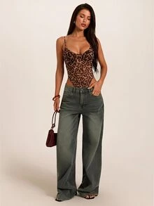 SHEIN BAE Women's Summer Fashion Leopard Print Camisole Camisole - Khaki - View 3